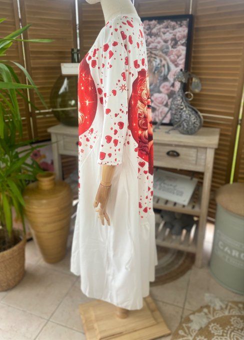 Robe trapèze longue ample blanche taille ajustable Marylin Monroe in Love du 38 au 50 