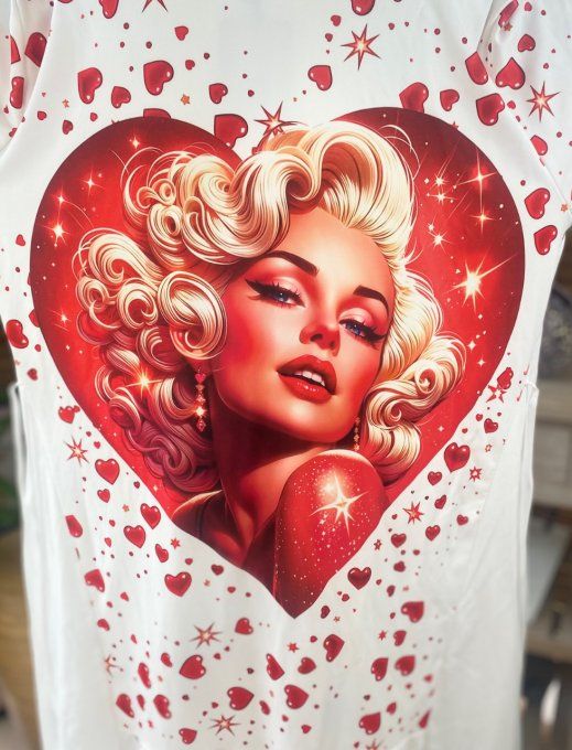Robe trapèze longue ample blanche taille ajustable Marylin Monroe in Love du 38 au 50 