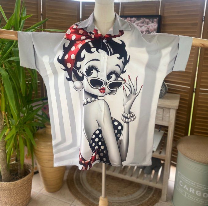 Chemise ample grise My Pretty Betty Boop du 40 au 50