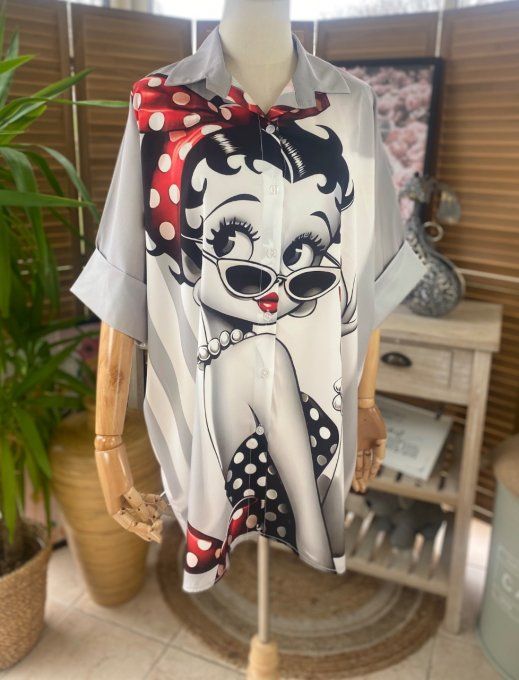 Chemise ample grise My Pretty Betty Boop du 40 au 50