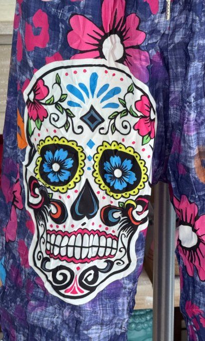 panta jogg  (dit magique) violet délavé Mexican Skulls Calaveras confort +++ du 40 au 50/52   