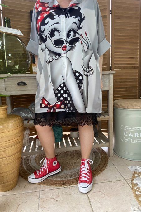 Chemise ample grise My Pretty Betty Boop du 40 au 50