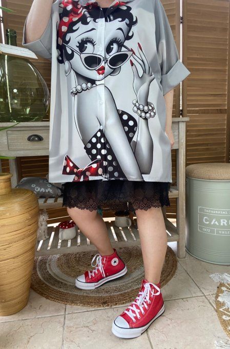 Chemise ample grise My Pretty Betty Boop du 40 au 50