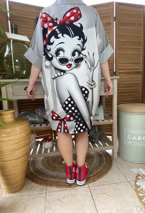 Chemise ample grise My Pretty Betty Boop du 40 au 50