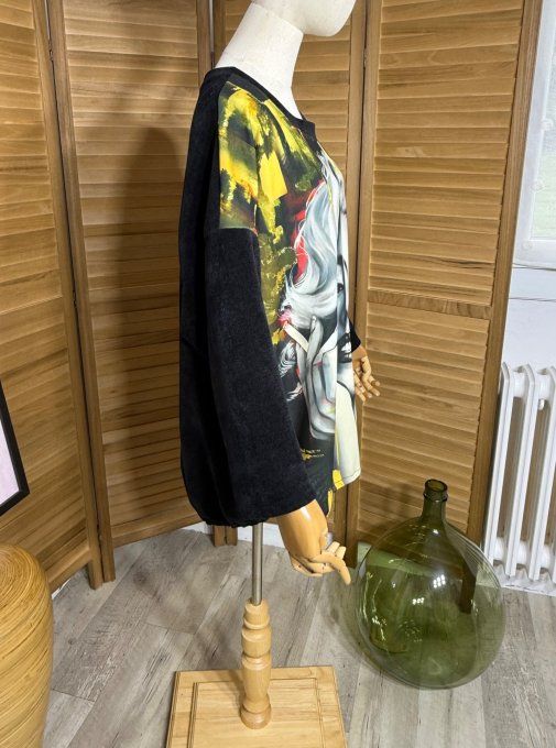 Sweat satiné et velours noir Marylin Monroe Rétro Pin Up du 40 au 50  