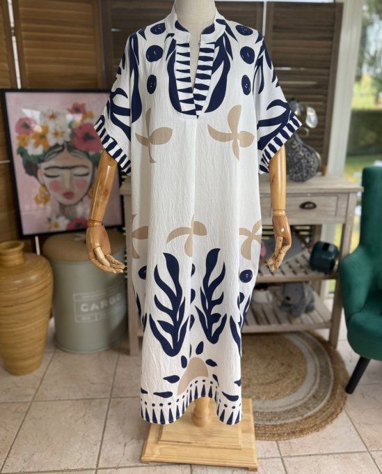 Robe mi-longue oversize blanche Summer Spirit Marine du 40 au 52  