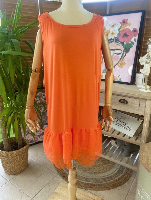Fond de robe BIS orange viscose et dentelle confort +++ du 40 au 50