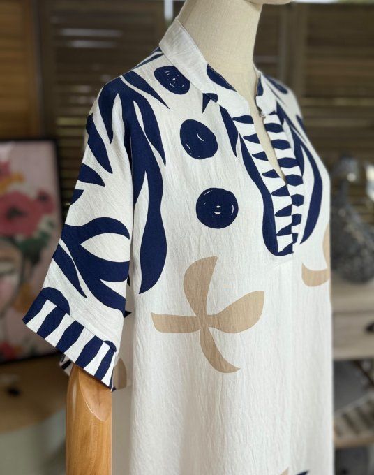 Robe mi-longue oversize blanche Summer Spirit Marine du 40 au 52  