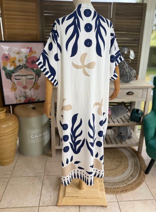Robe mi-longue oversize blanche Summer Spirit Marine du 40 au 52  