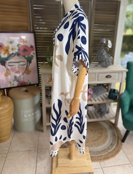 Robe mi-longue oversize blanche Summer Spirit Marine du 40 au 52  