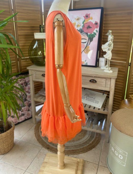 Fond de robe BIS orange viscose et dentelle confort +++ du 40 au 50