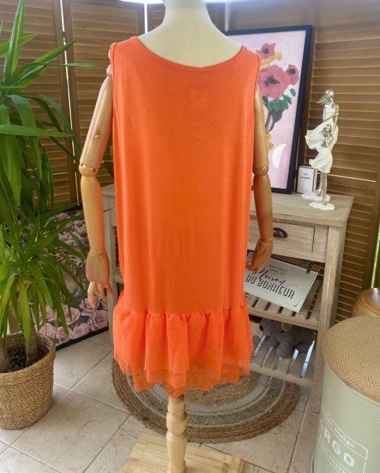 Fond de robe BIS orange viscose et dentelle confort +++ du 40 au 50