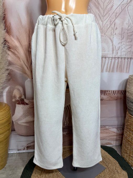 pantalon velours ras façon jogg "magique" crème confort  ++++ du 38 au 50/52 
