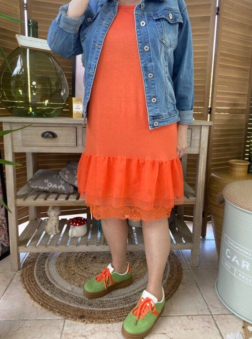 Fond de robe BIS orange viscose et dentelle confort +++ du 40 au 50