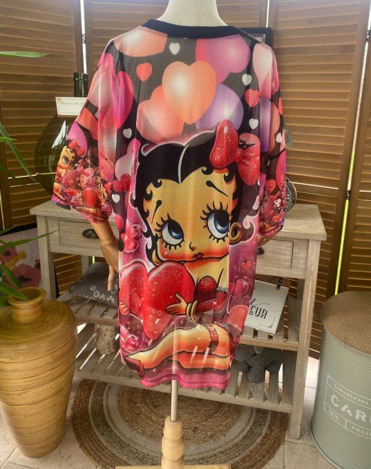 Twin-set débardeur + top résille Betty Boop du 40 au 50