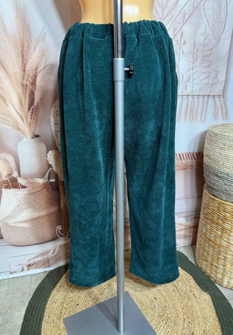 pantalon velours ras façon jogg "magique" vert bouteille confort  ++++ du 38 au 50/52 