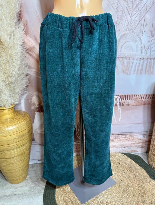 pantalon velours ras façon jogg "magique" vert bouteille confort  ++++ du 38 au 50/52 