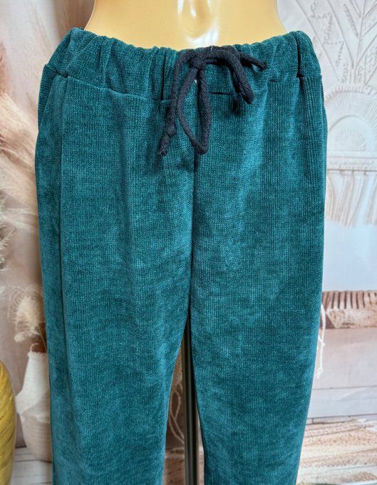 pantalon velours ras façon jogg "magique" vert bouteille confort  ++++ du 38 au 50/52 