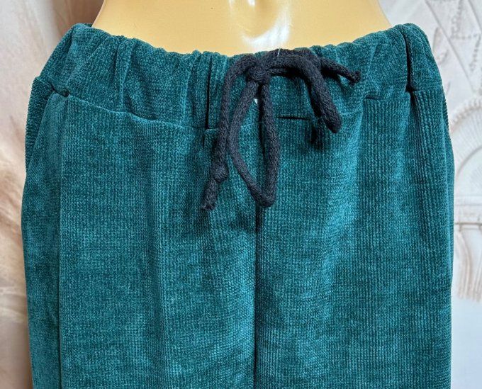 pantalon velours ras façon jogg "magique" vert bouteille confort  ++++ du 38 au 50/52 