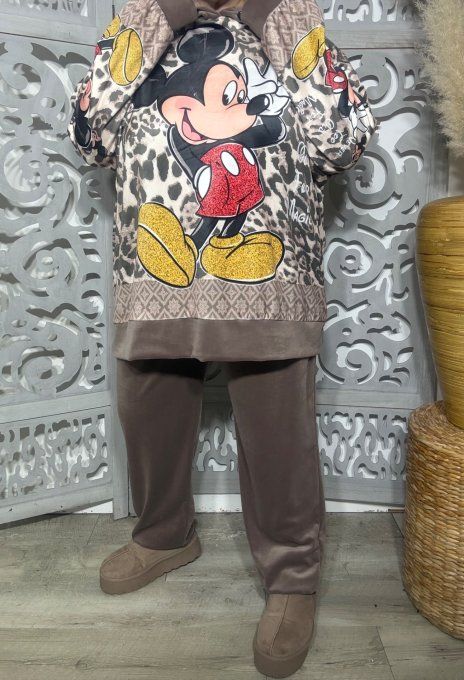 Ensemble détente / Survêtement velours Café au lait Mickey Mouse Rétro douceur +++ du 44 au 56/58