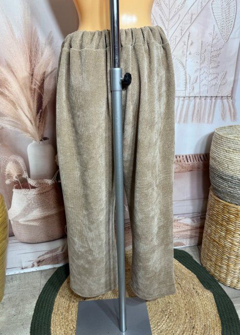 pantalon velours ras façon jogg "magique" camel confort  ++++ du 38 au 50/52