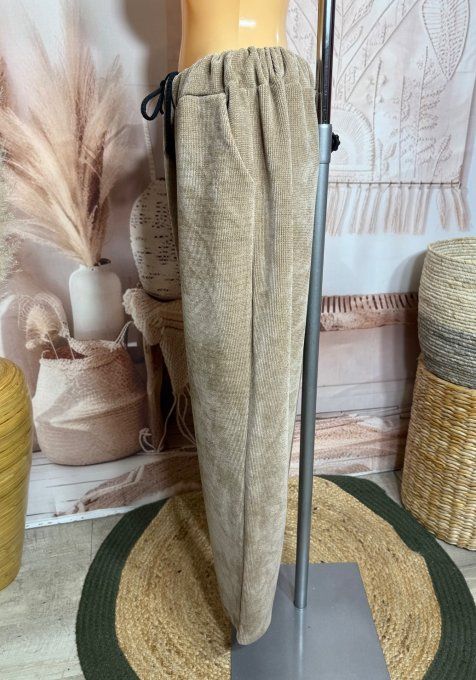 pantalon velours ras façon jogg "magique" camel confort  ++++ du 38 au 50/52