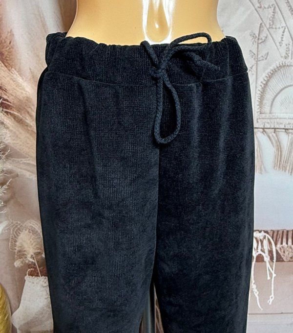 pantalon velours ras façon jogg "magique" noir confort  ++++ du 38 au 50/52 