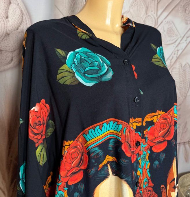Chemise ample noire Portraits de Frida Kahlo du 42 au 50/52