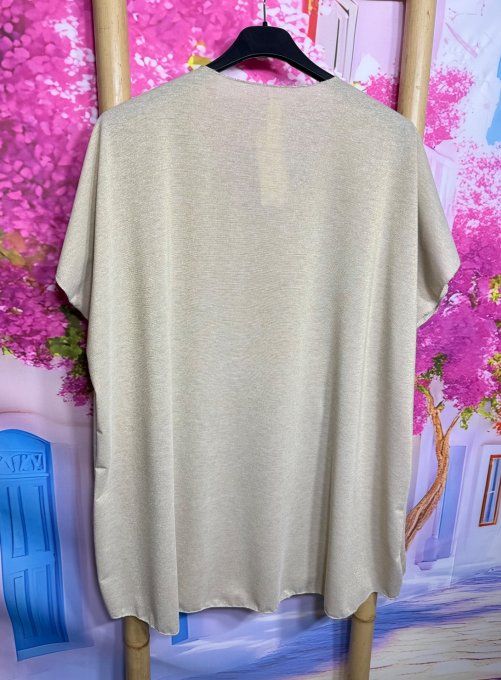 Tee-shirt ample Lurex pailleté doré Rainbow Hearts in Wonderful Land du 40 au 52/54