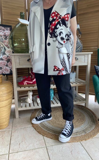 Gilet type barman sans manches Betty Boop Pin Up du 40 au 50 et même +