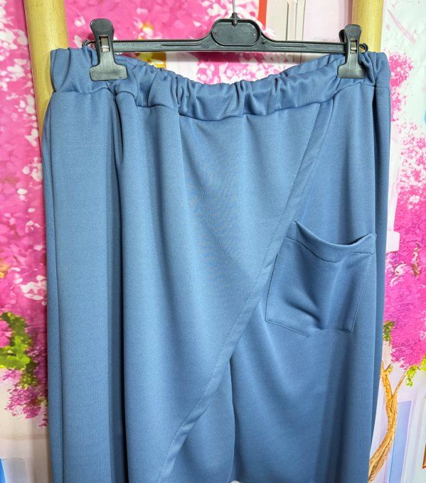 pantalon sarouel bleu jeans pan asymétrique confort ++++ du 42 au 52  