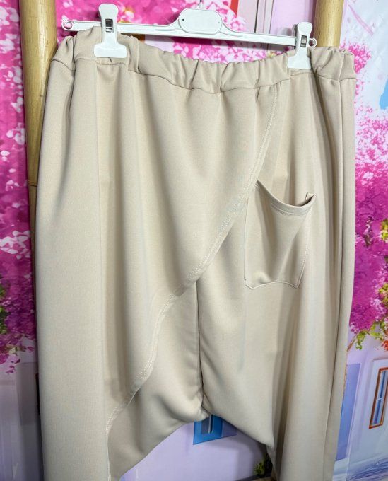 pantalon sarouel beige pan asymétrique confort ++++ du 42 au 52