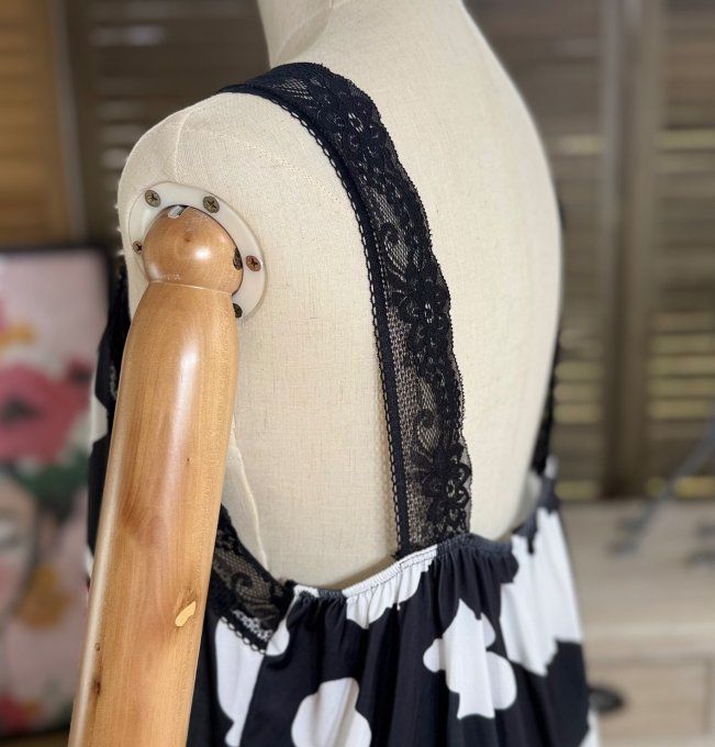 Caraco Débardeur Top trapèze satiné mat & dentelle Snoopy In Love du 40 au 52