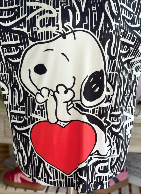 Top ample noir Snoopy in Love du 38 au 48/50 