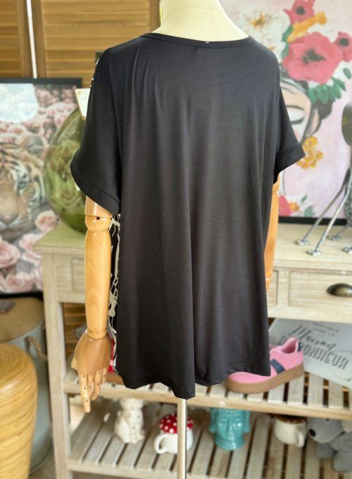 Top ample noir Snoopy in Love du 38 au 48/50 