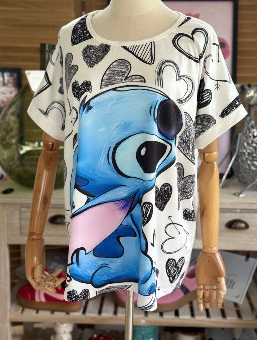 Top ample blanc Stitch in Love du 38 au 48/50 