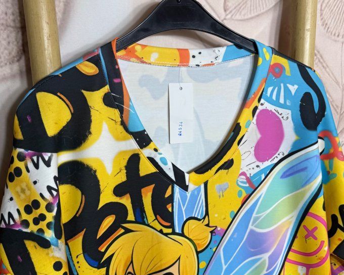 Robe ample multicolore La Fée Clochette Street Art Spirit du 42 au 52/54 