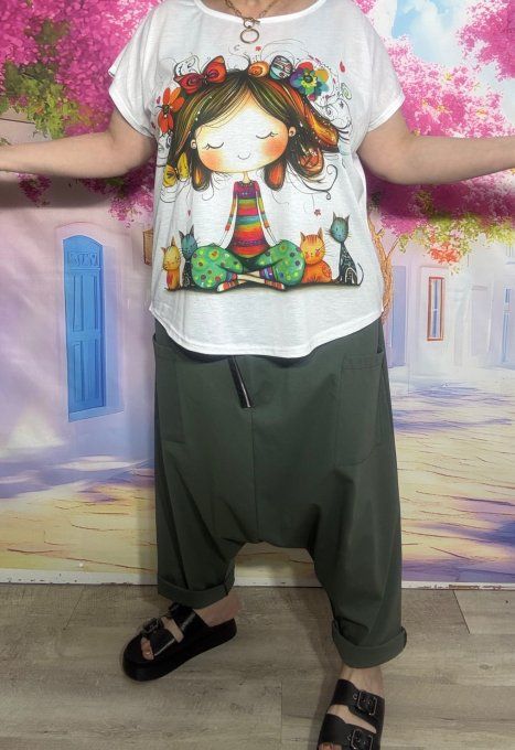 Sarouel ample Punto Milano Kaki fermeture asymétrique extensible +++ du 40 au 50/52