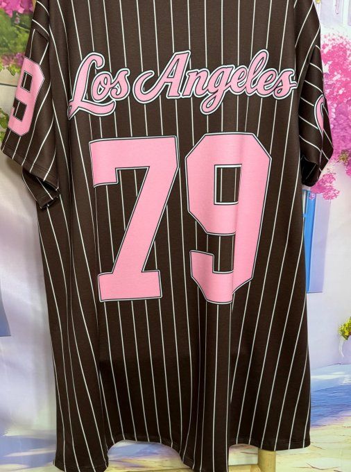 Robe-sweat ample Chocolat rayé blanc USA Base-Ball L.A. N°79 du 42 au 54/56