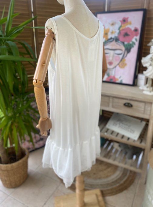 Fond de robe BIS blanc viscose et dentelle confort +++ du 40 au 50