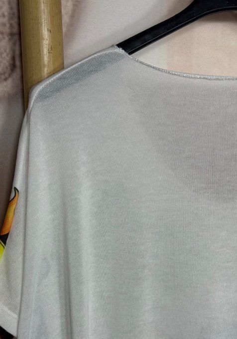 Top ample blanc Beach Summer Vibes Lurex argenté du 40 au 48/50 