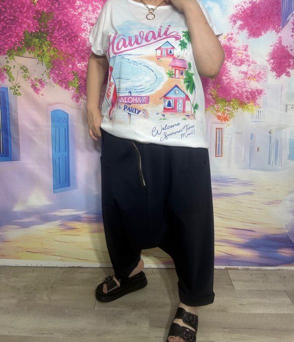 Sarouel ample Punto Milano marine fermeture asymétrique extensible +++ du 40 au 50/52