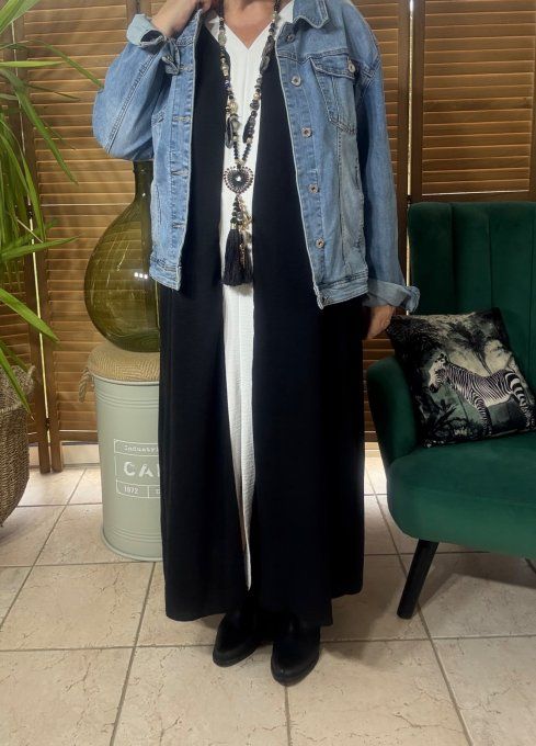 Robe longue trapèze noire et blanche du 40 au 50  