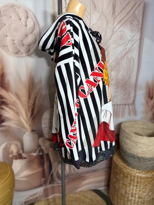 Sweat à capuche long velours Au Pays de Candy paillettes douceur +++ du 38 au 50