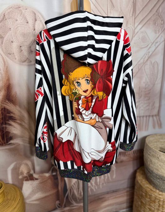 Sweat à capuche long velours Au Pays de Candy paillettes douceur +++ du 38 au 50