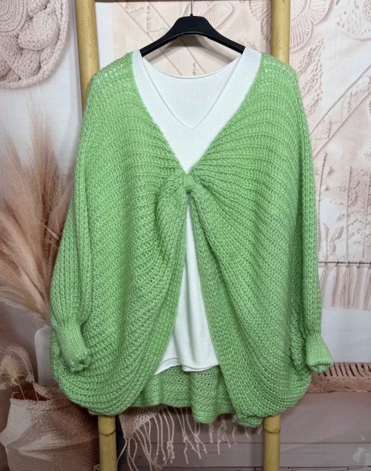 Pull ample façon Papillon manches chauve-souris vert olive douceur +++ du 42 au 58/60 