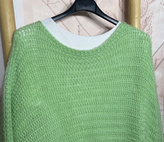 Pull ample façon Papillon manches chauve-souris vert olive douceur +++ du 42 au 58/60 