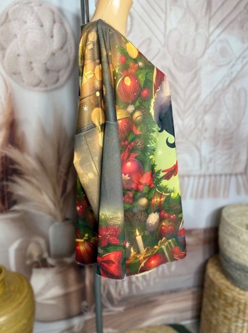 Top manches longues kaki Betty Boop Mère Noël doublé fine polaire du 40 au 54/56  