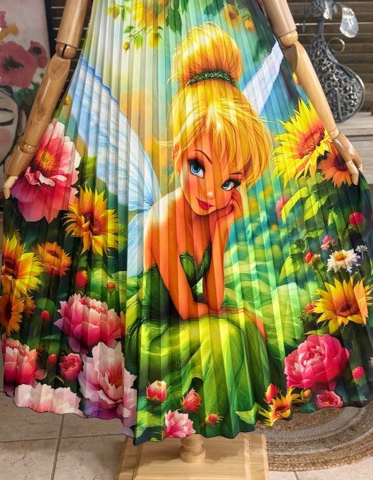 Robe longue plissée bretelles ajustables multicolore La Fée Clochette du 38 au 48/50