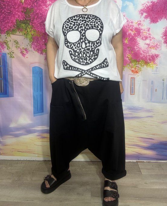 Sarouel ample Punto Milano noir fermeture asymétrique extensible +++ du 40 au 50/52 